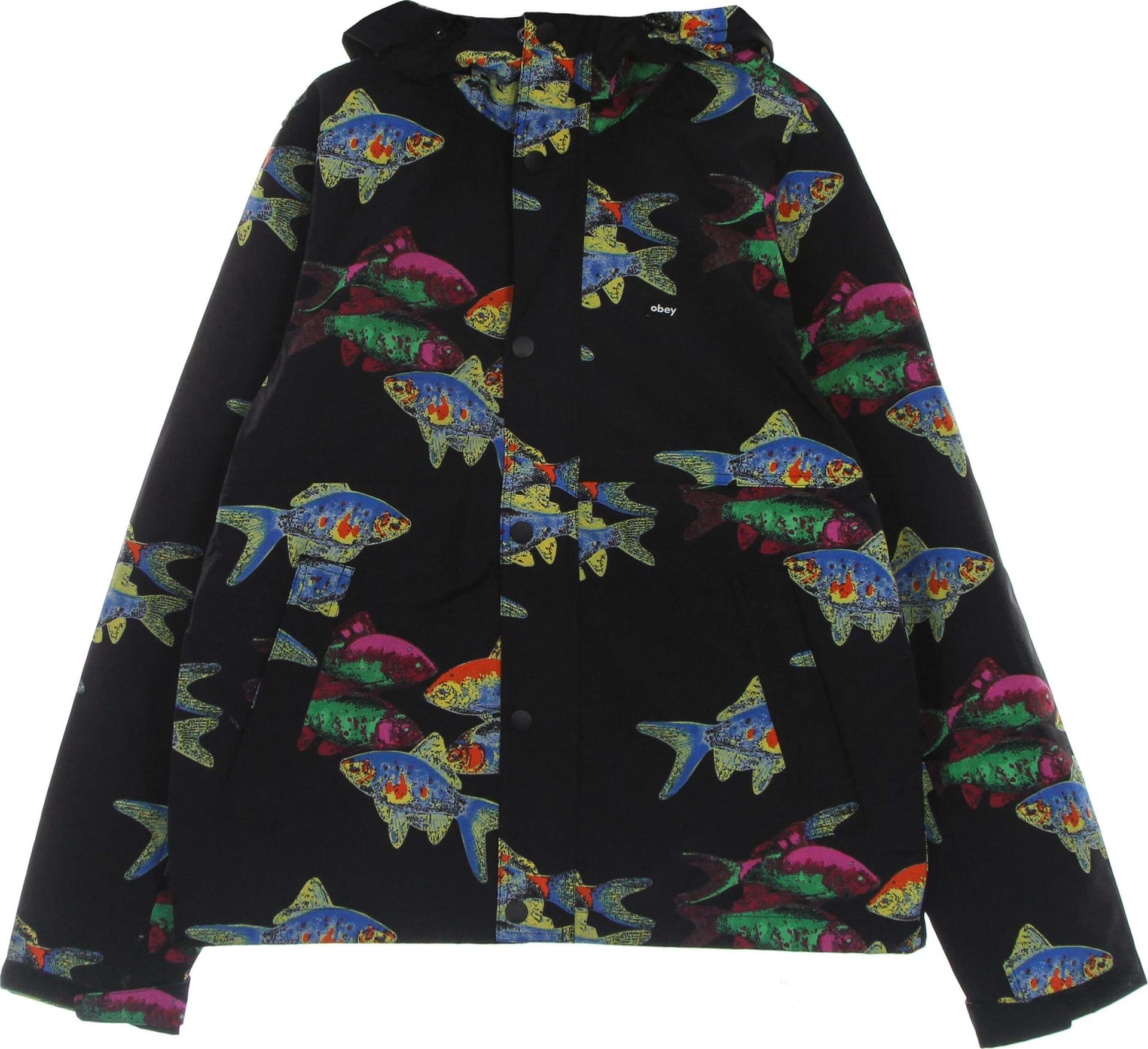 OBEY-Giacca-a-Vento-Uomo-Fishbowl-Jacket-Black-Multi-da-uomo