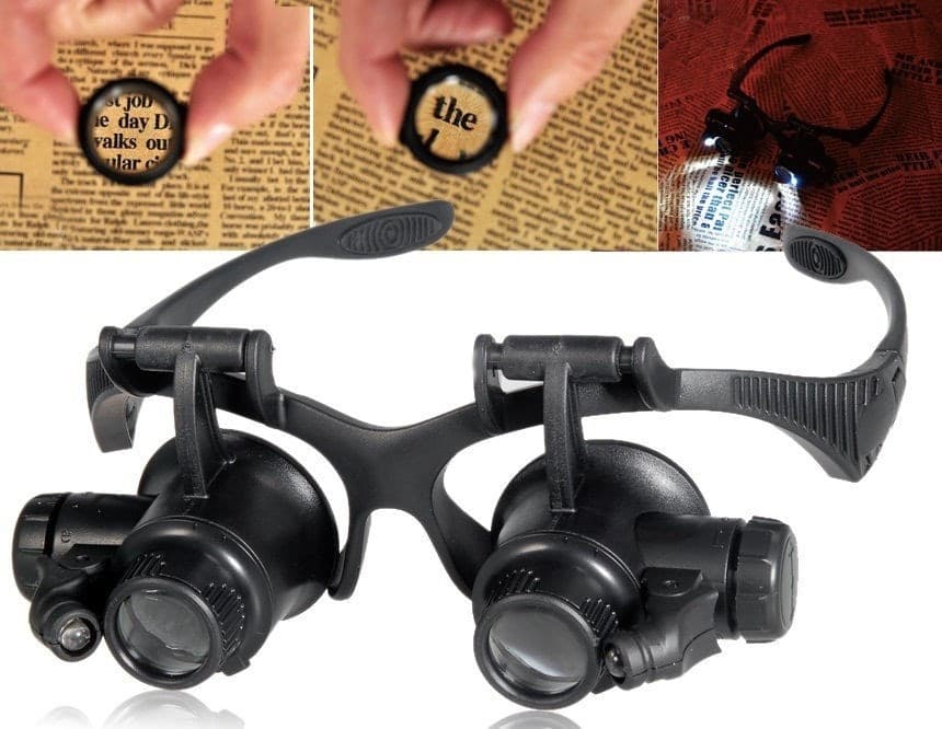 OCCHIALI LENTE INGRANDIMENTO 25 X DI PRECISIONE OCULARI 4 LENTI LUCI LED 9892G Trade Shop italia - Napoli, Commerciovirtuoso.it
