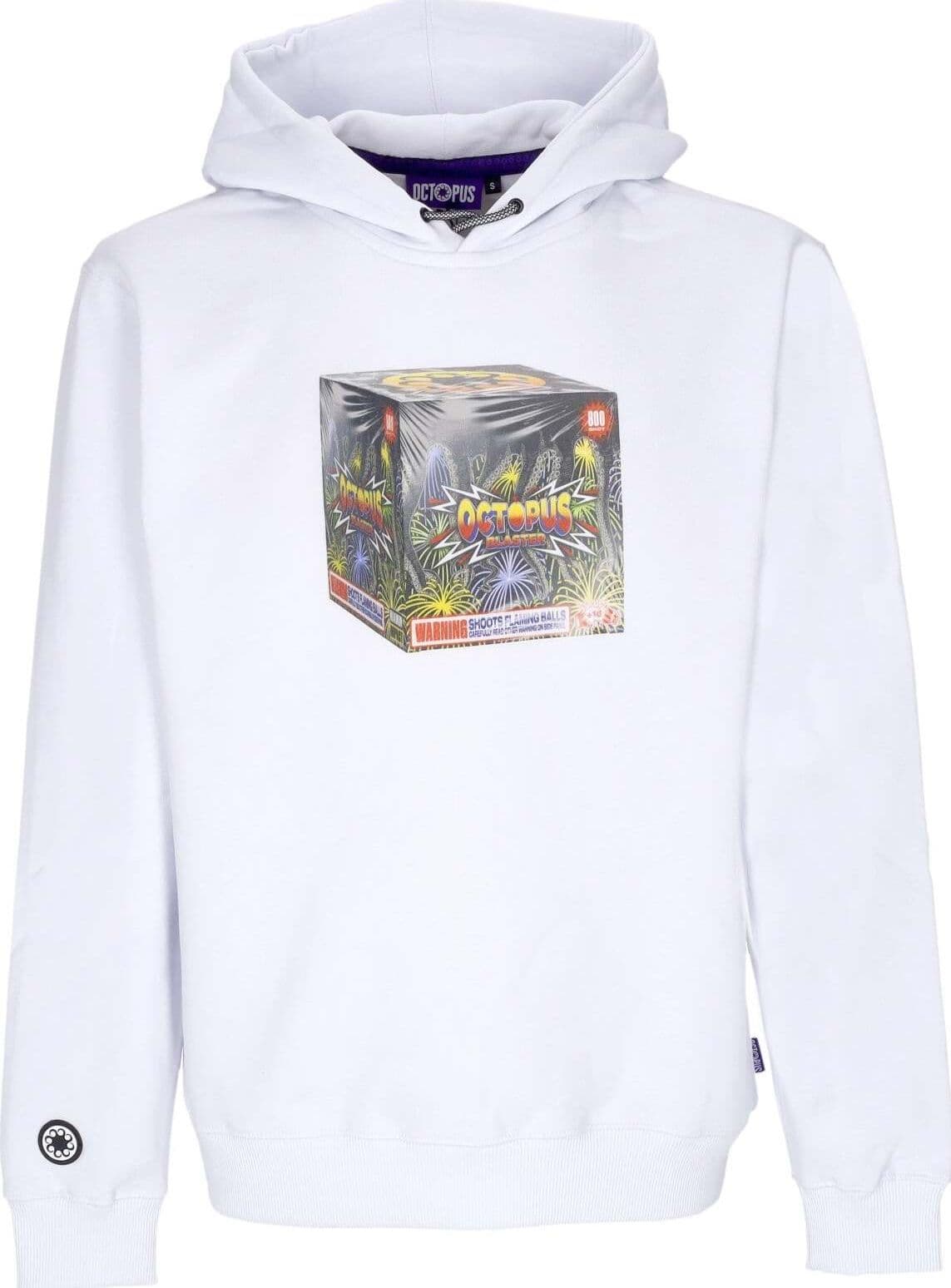 OCTOPUS-Felpa-Cappuccio-Uomo-Blaster-Hoodie-White-da-uomo