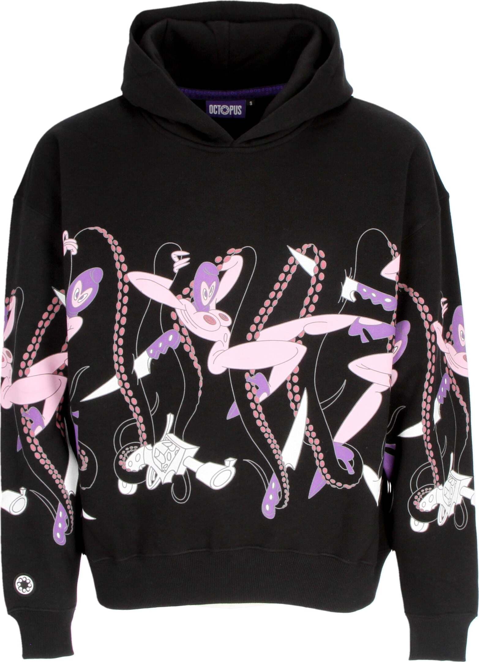 OCTOPUS-Felpa-Cappuccio-Uomo-Love-Hoodie-Black-da-uomo