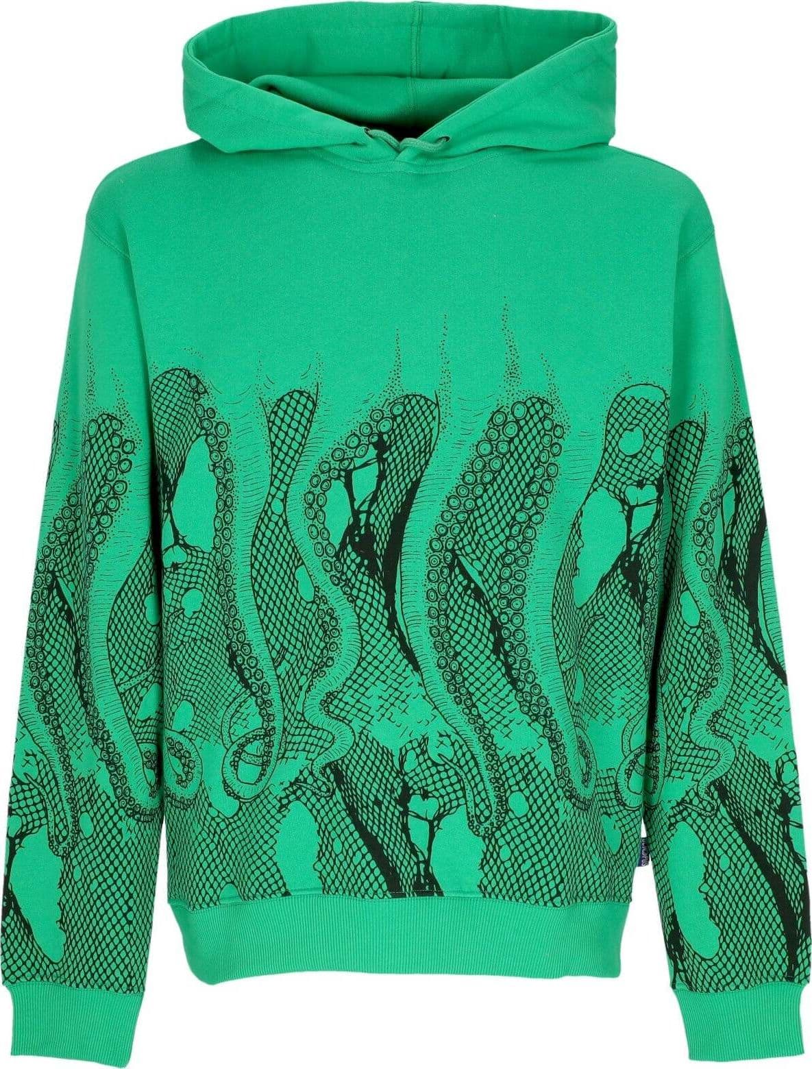 OCTOPUS-Felpa-Leggera-Cappuccio-Uomo-Fishnet-Hoodie-Green-da-uomo