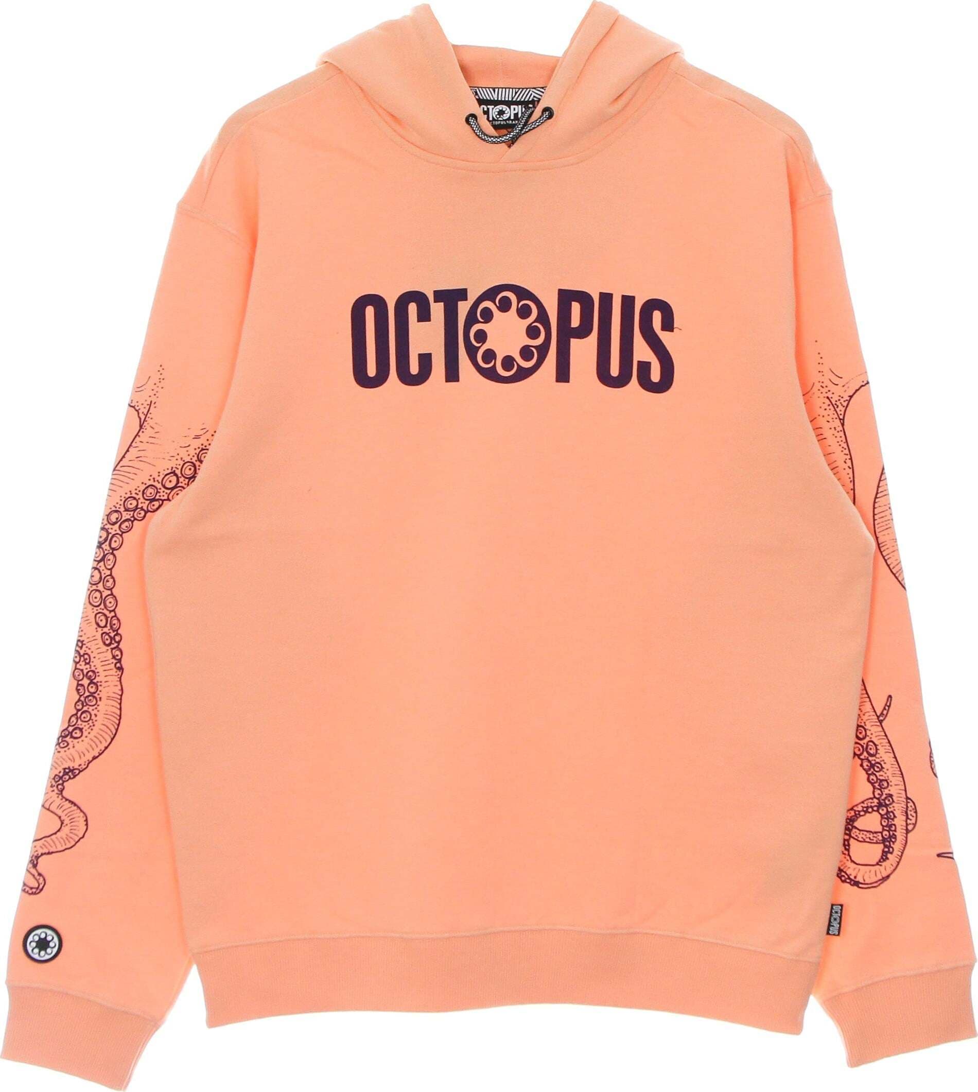 OCTOPUS-Felpa-Leggera-Cappuccio-Uomo-Outline-Logo-Hoodie-Peach-da-uomo