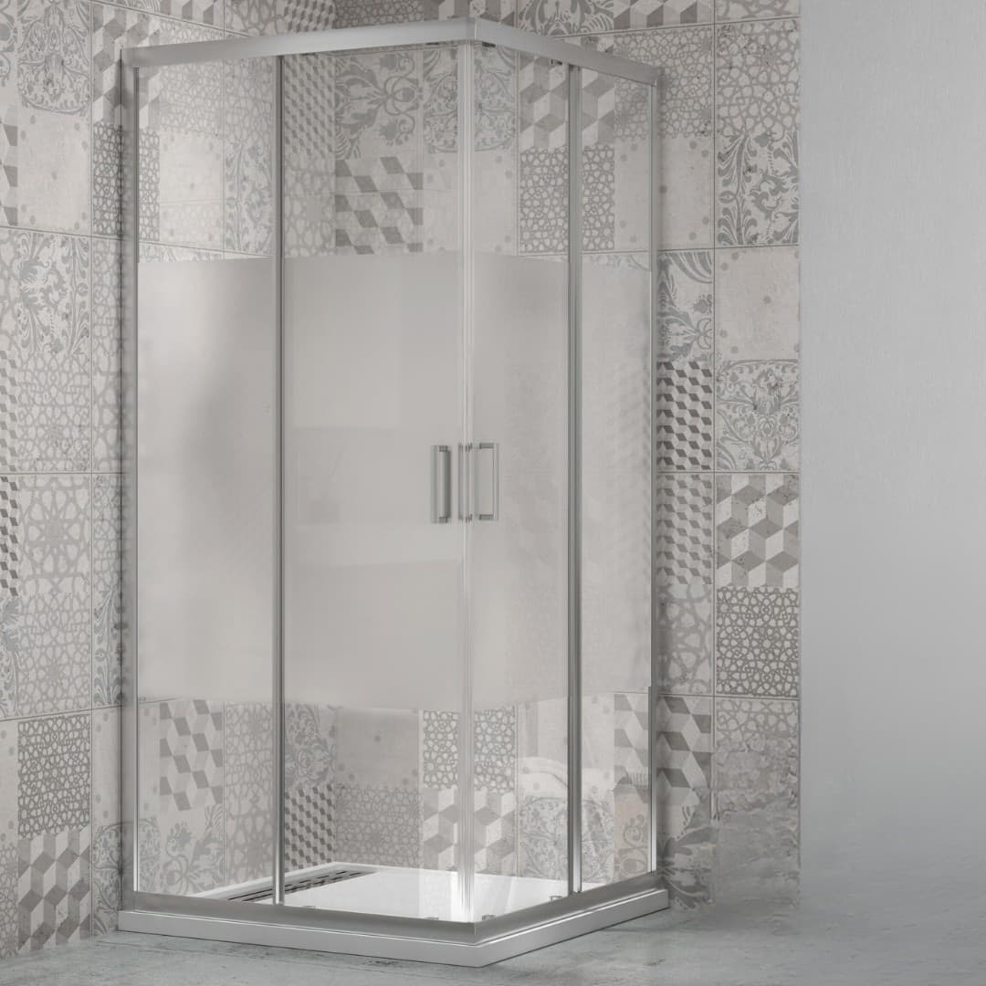 Ogomondo Box Doccia Angolare Con Ante Scorrevoli Profilo Cromato 4 Millimetri ACIDATO SERIGRAFATO Fai da te/Attrezzature per cucine e bagni/Attrezzature per bagni/Docce e componenti doccia/Box doccia Ogomondo - Martina Franca, Commerciovirtuoso.it