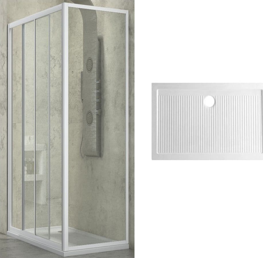 Ogomondo Cabina Doccia Slide 3 Lati Cristallo Temprato Trasparente 100x80x80 + Piatto Doccia Porcellana h6,5cm Fai da te/Attrezzature per cucine e bagni/Attrezzature per bagni/Docce e componenti doccia/Box doccia Ogomondo - Martina Franca, Commerciovirtuoso.it