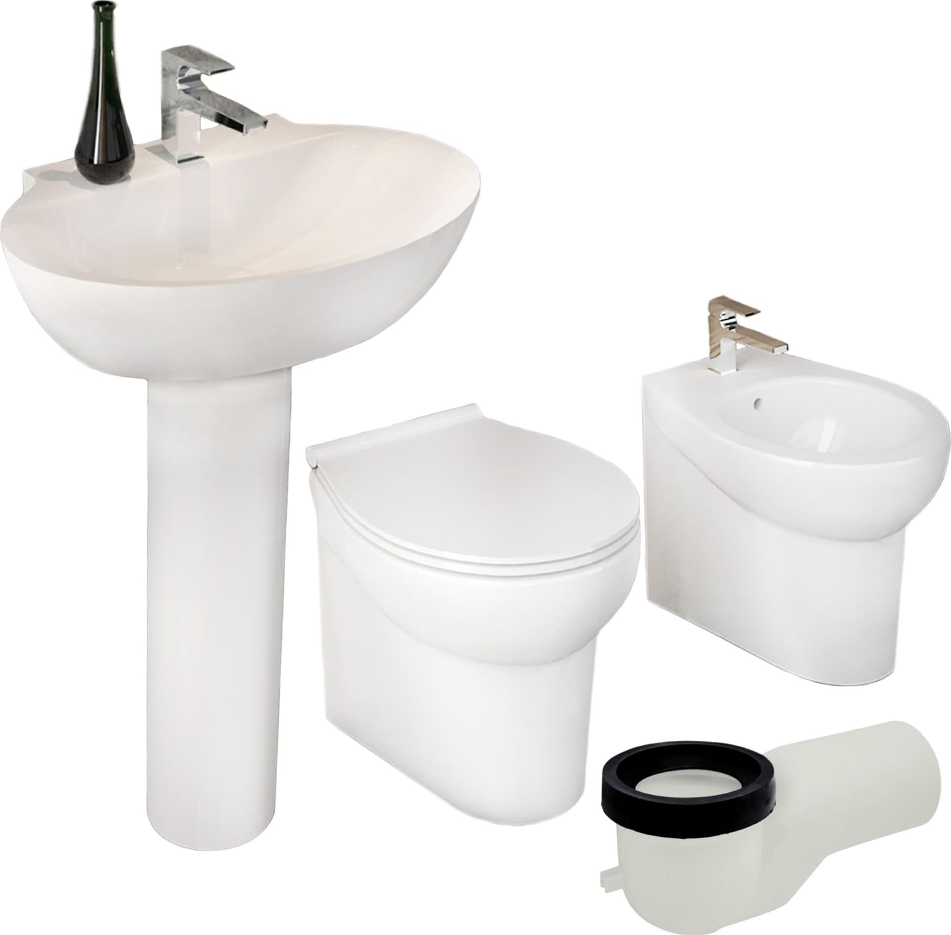 Ogomondo Sanitari A Pavimento + Lavabo Dark Vaso Wc + Bidet + Sedile + Curva Fai da te/Attrezzature per cucine e bagni/Attrezzature per bagni/Vasi WC Ogomondo - Martina Franca, Commerciovirtuoso.it