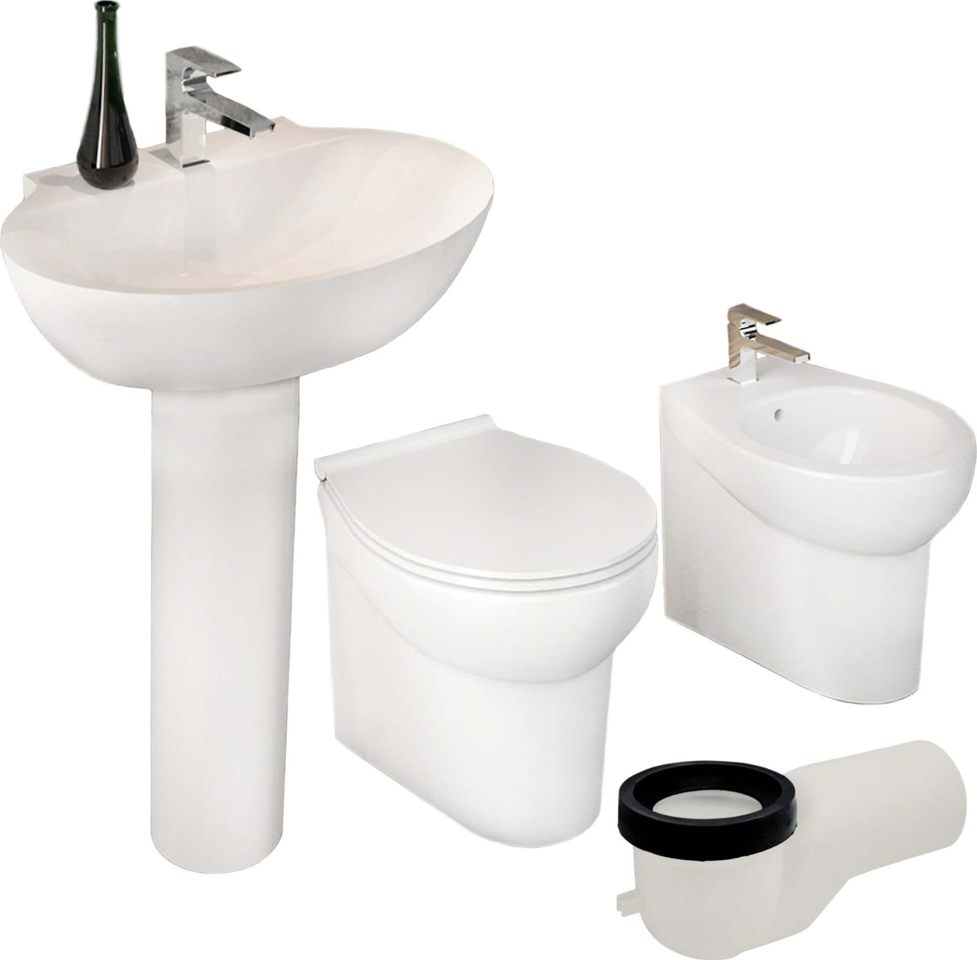 Ogomondo Sanitari A Pavimento + Lavabo Dark Vaso Wc + Bidet + Sedile + Curva Fai da te/Attrezzature per cucine e bagni/Attrezzature per bagni/Vasi WC Ogomondo - Martina Franca, Commerciovirtuoso.it