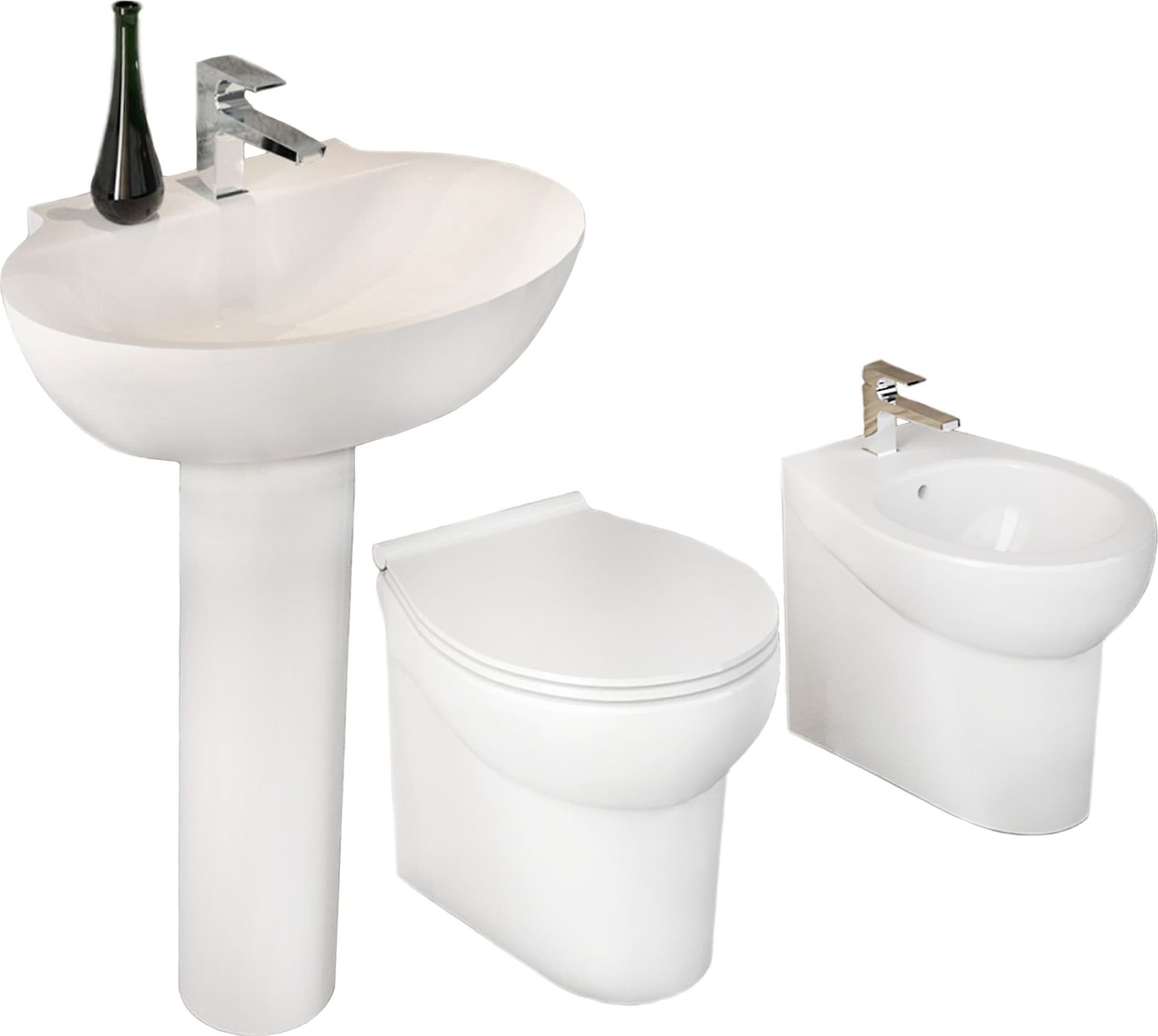 Ogomondo Sanitari A Pavimento + Lavabo Dark Vaso Wc + Bidet + Sedile Fai da te/Attrezzature per cucine e bagni/Attrezzature per bagni/Vasi WC Ogomondo - Martina Franca, Commerciovirtuoso.it
