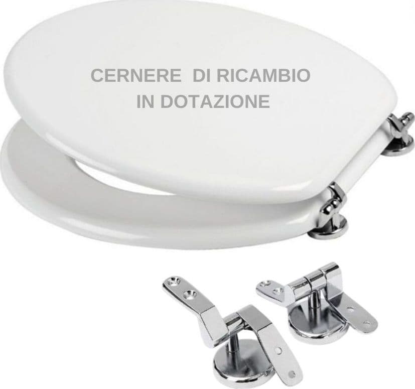 Ogomondo Sedile Wc MDF Bianco Universale Sedix Plus con 2 coppie di cerniere cromo in dotazione come ricambio Fai da te/Attrezzature per cucine e bagni/Attrezzature per bagni/Sedili WC Ogomondo - Martina Franca, Commerciovirtuoso.it