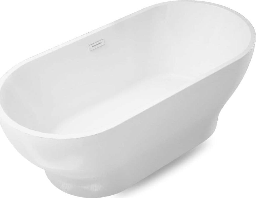 Vasca Da Bagno Free Standing Ovale Acrilico Bianco Lucido 170 x 80 x 61 cm