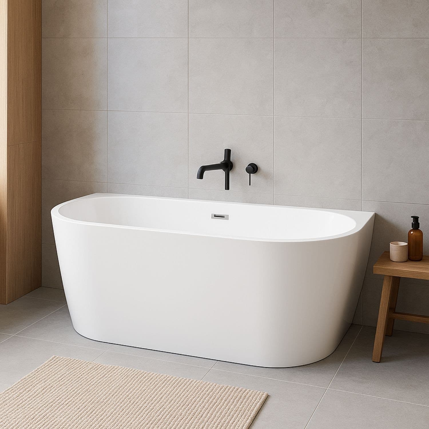 Ogomondo Vasca Monia in Acrilico Colore Bianco Lucido Filo Muro Fai da te/Attrezzature per cucine e bagni/Attrezzature per bagni/Vasche da bagno/Vasche da bagno con piedini Ogomondo - Martina Franca, Commerciovirtuoso.it