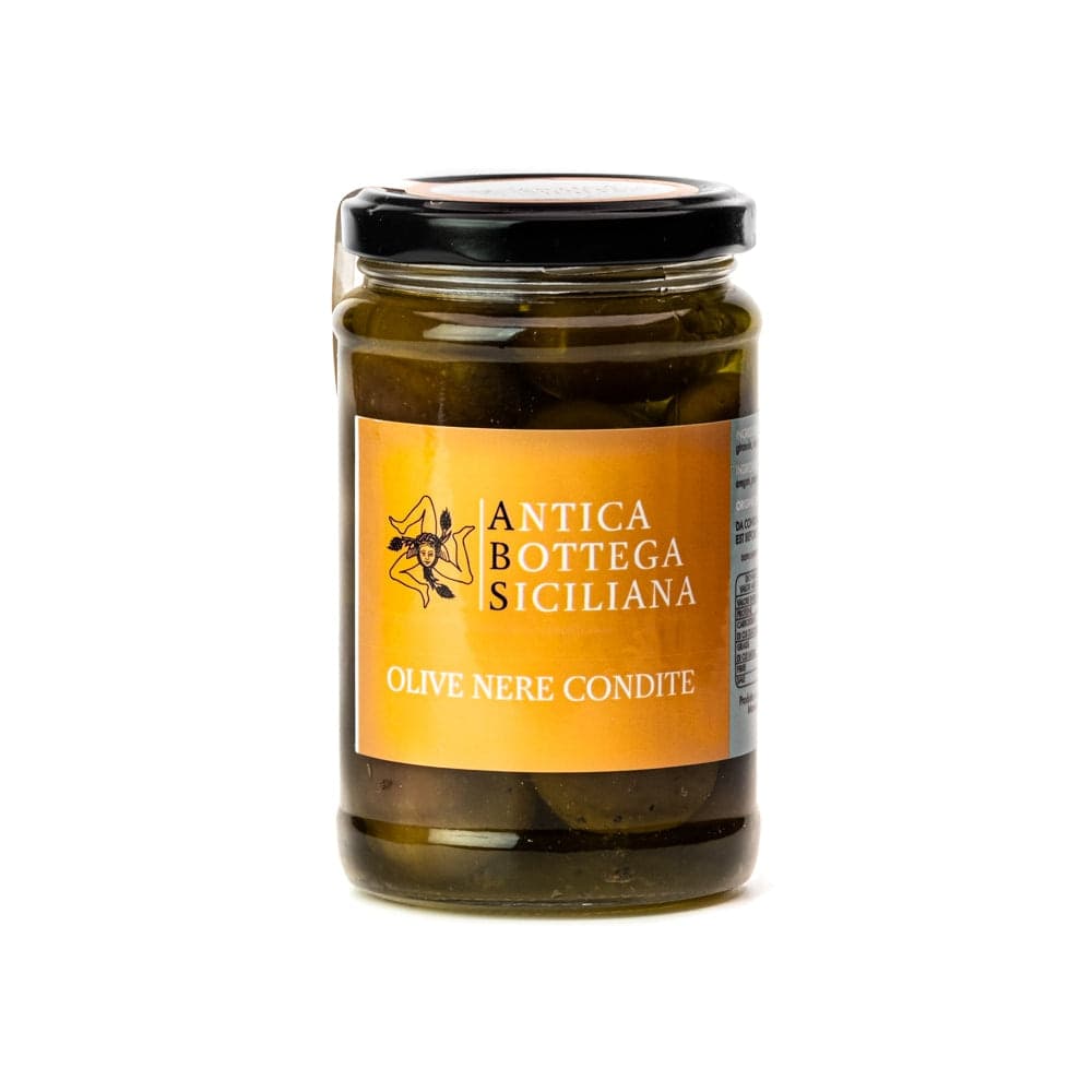 OLIVE NERE CONDITE 280 GRAMMI in Oli vegetali Antica Bottega Siciliana - Misiliscemi, commercioVirtuoso.it