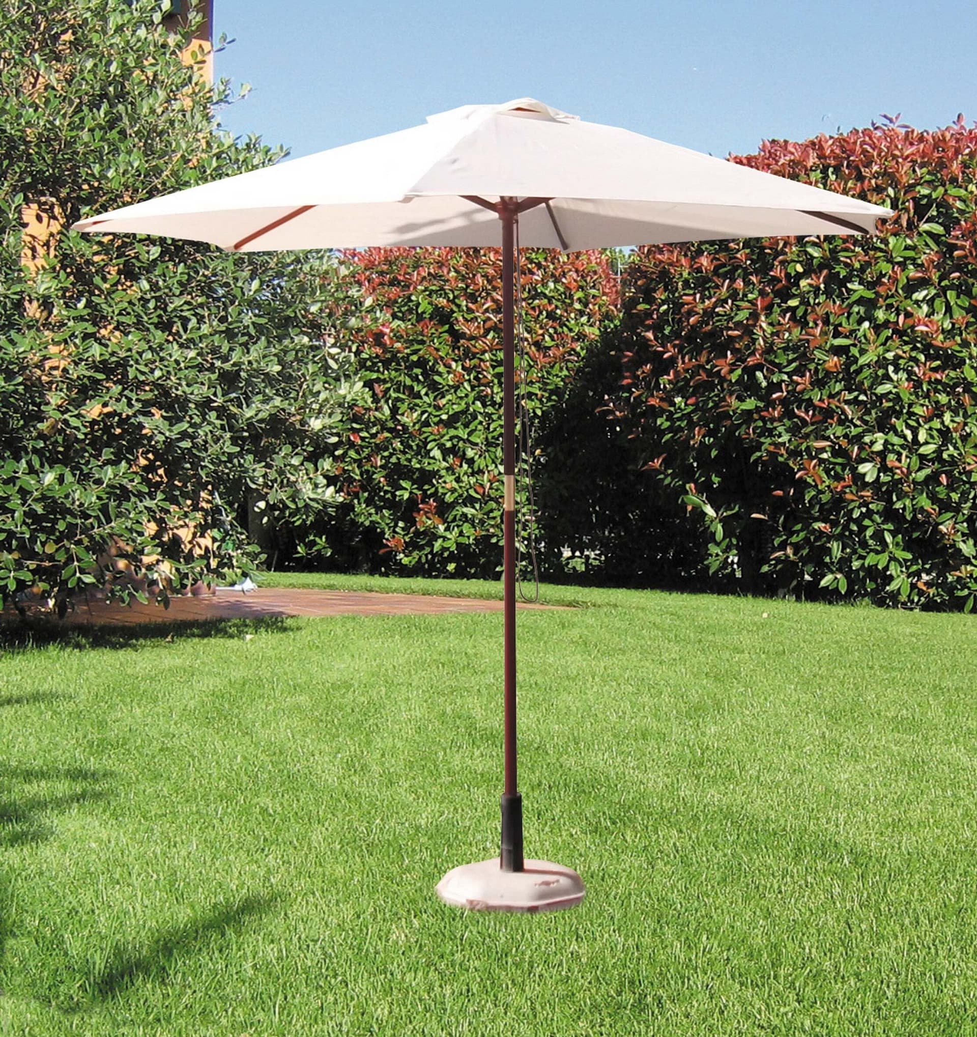 OMBRELLONE IN LEGNO TONDO CM.250-6-38 BIANCO Giardino e giardinaggio/Arredamento da giardino e accessori/Ombrelloni tende e tettucci parasole/Ombrelloni Ferus - Montoro, Commerciovirtuoso.it