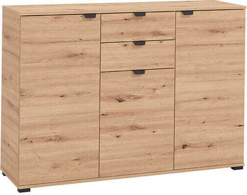 ONE---credenza-moderna-con-3-ante-e-2-cassetti-cm-135-x-40-x-95-h-Rovere-Chiaro-Milani-Home