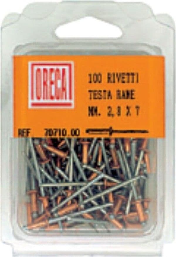 ORECA---100-RIVETTI-TESTA-IN-RAME-2,8X7MM