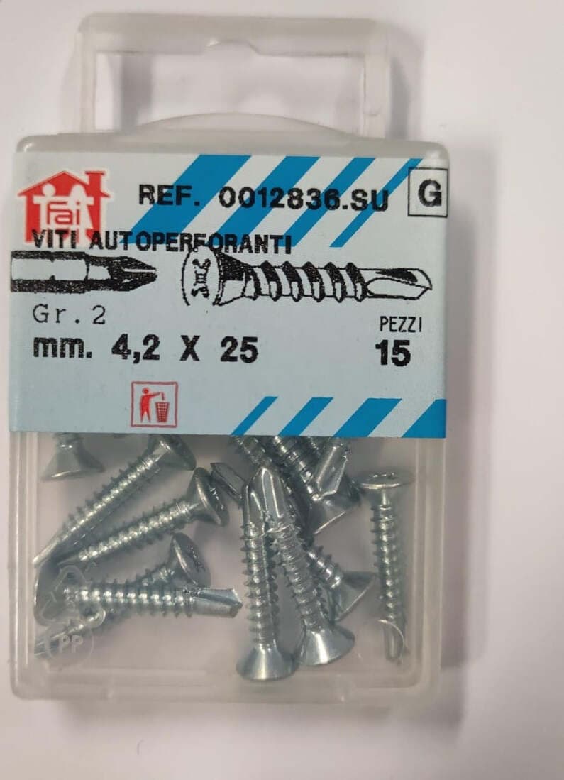 ORECA---15-VITI-AUTOFORANTI---TASTA-PIANA-SVASATA-CON-IMPRONTA-A-CROCE-4,2X25MM