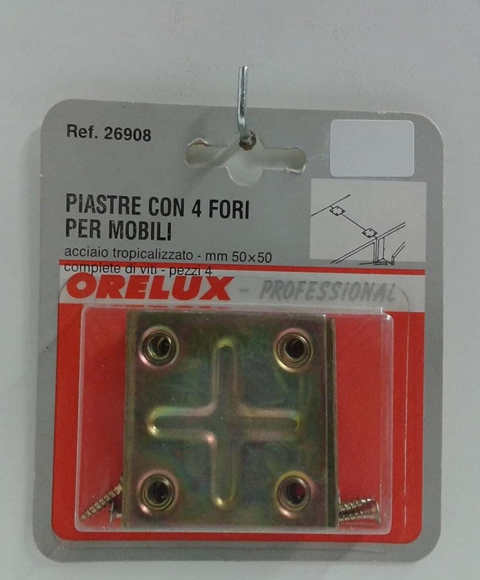 ORECA---4PZ-PIASTRINE-CON-4-FORI-PER-MOBILI-50X50MM