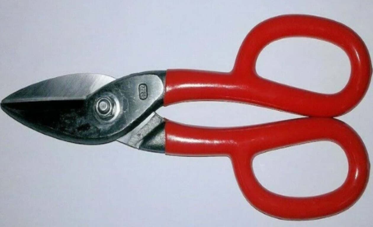 ORECA---CESOIA-LATTONIERE-TAGLIO-DIRITTO-200MM---IMPUGNATURA-RIVESTITA-IN-PLASTICA-ROSSA
