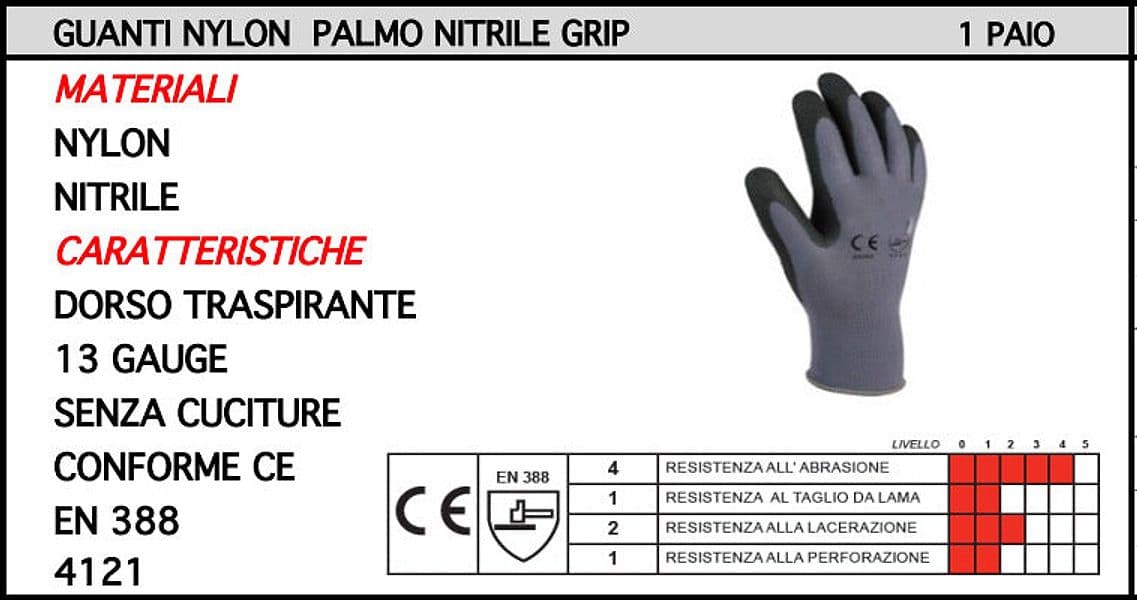 ORECA - GUANTI NYLON PALMO NITRILE GRIP TG 9