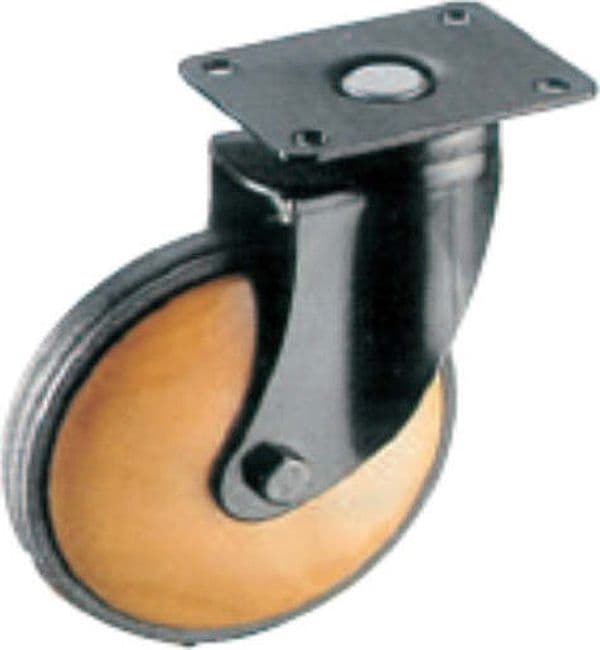 ORECA---RUOTA-PER-ARREDAMENTO-CON-PIASTRA-GIREVOLE---kg-55---ø-80---CILIEGIO