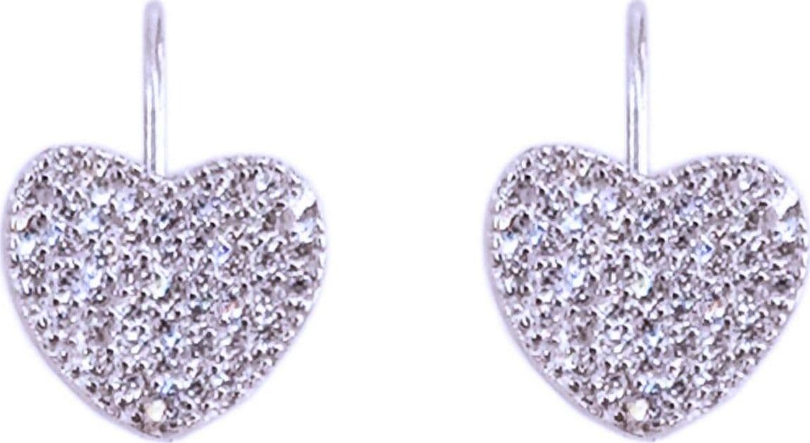 Orecchini a Cuore in Argento 925 Tempestati di Brillanti Zirconi Bianchi Orecchino Pavè Monachella a Cuore in Orecchini E B Gioielli - Siderno, commercioVirtuoso.it