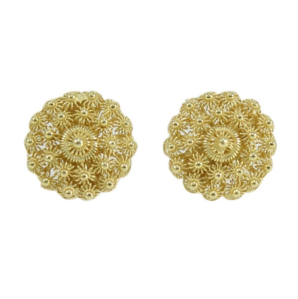 Orecchini donna in argento filigrana sarda nido d'ape placcato oro giallo grande in Orecchini Gioielleria Saba - Dolianova, commercioVirtuoso.it