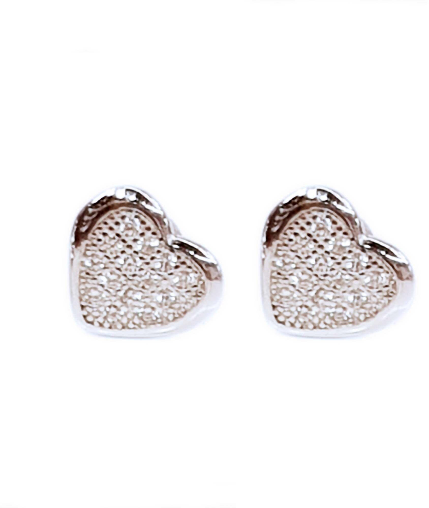 Orecchini Donna in Argento 925 millesimi a Forma di Cuore con Brillanti Zirconi Incassati Chiusura a vite in Orecchini E B Gioielli - Siderno, commercioVirtuoso.it