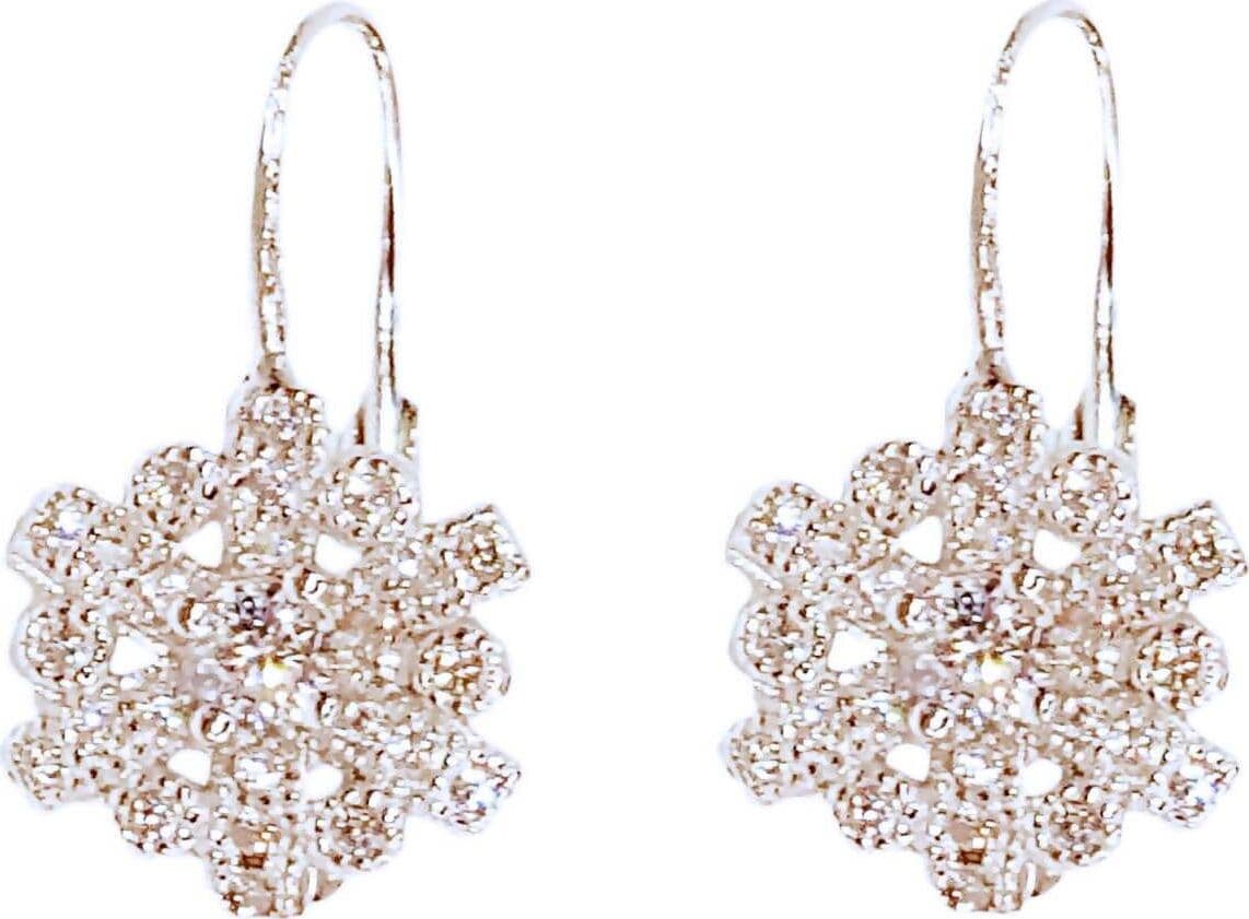 Orecchini Donna in Argento Fiore di Brillanti Bianchi Zirconi Monachella in Argento 925 millesimi in Orecchini E B Gioielli - Siderno, commercioVirtuoso.it