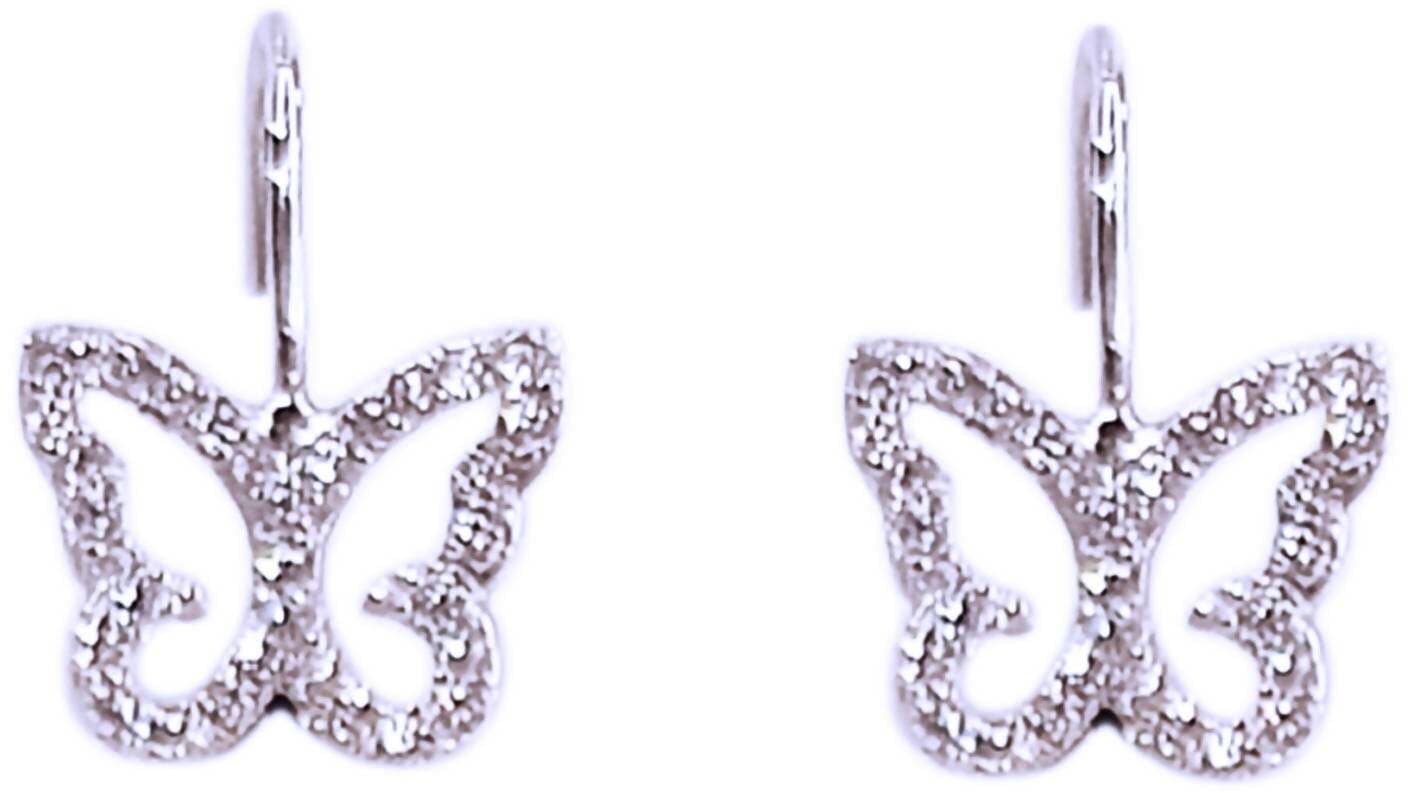 Orecchini Farfalla in Argento 925 Tempestati di Brillanti Zirconi Bianchi Orecchino Farfallina Rodiato Oro Bianco con Brillantini in Orecchini E B Gioielli - Siderno, commercioVirtuoso.it