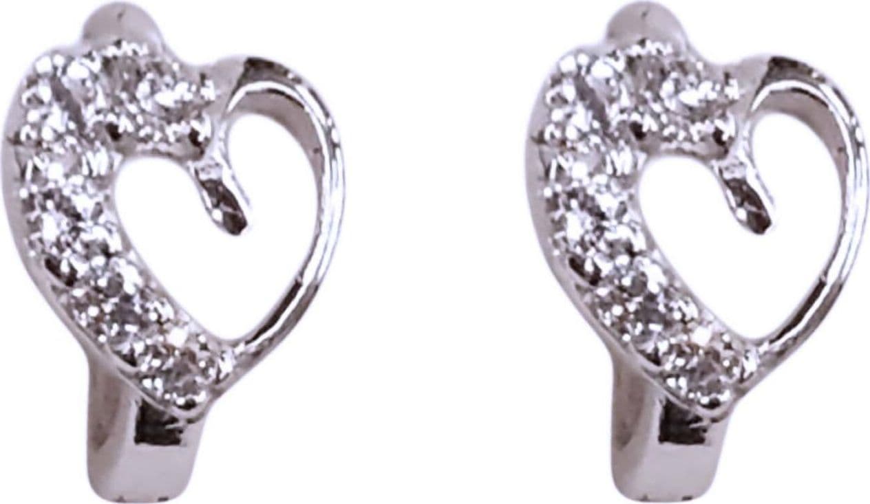 Orecchini in Argento 925 millesimi Cuori con Brillanti Zirconi Bianchi Incassati Orecchino Cuore Ipoallergenico Rodiato Oro Bianco in Orecchini E B Gioielli - Siderno, commercioVirtuoso.it