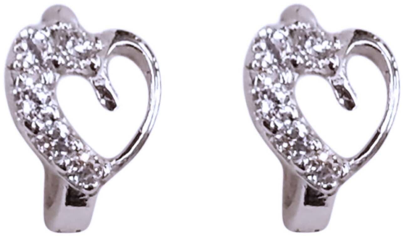 Orecchini in Argento 925 millesimi Cuori con Brillanti Zirconi Bianchi Incassati Orecchino Cuore Ipoallergenico Rodiato Oro Bianco in Orecchini E B Gioielli - Siderno, commercioVirtuoso.it