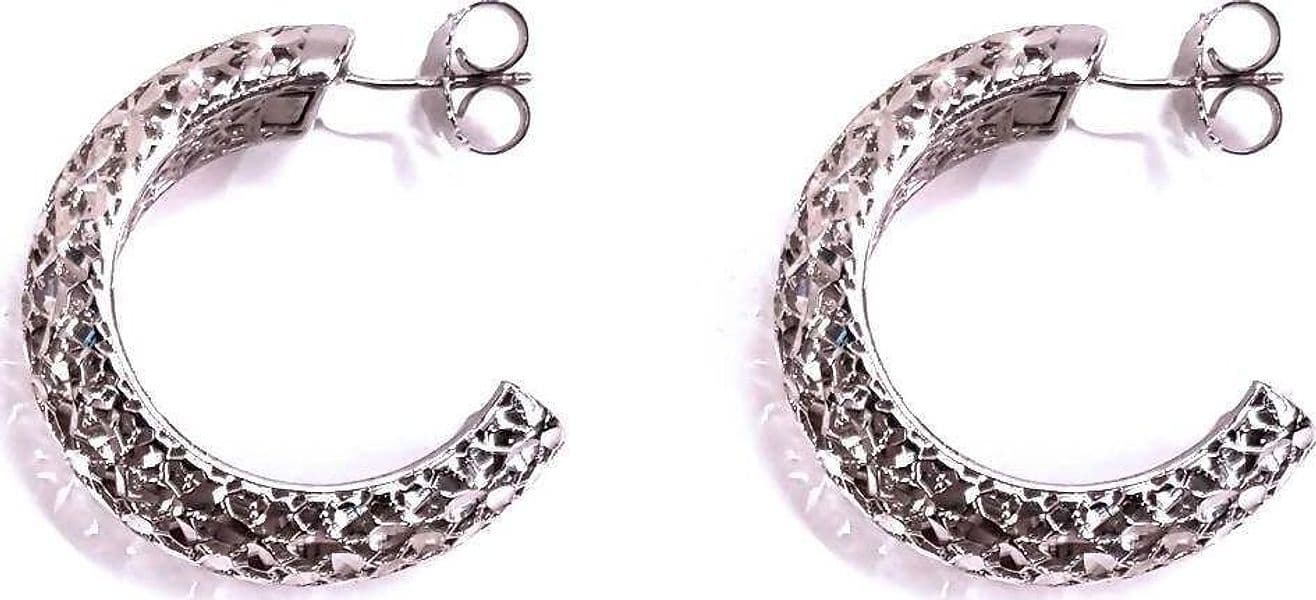 Orecchini in Argento 925 placcati in Oro Bianco a Semicerchio tondi bombato con chiusura a vite Lorenzo Ungari Gioielli Art. OR 026 in Orecchini E B Gioielli - Siderno, commercioVirtuoso.it
