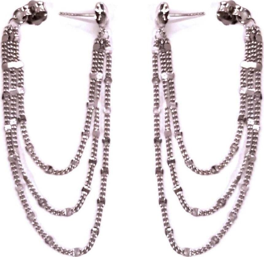 Orecchini lunghi ipoallergenici a maglie strette in Argento 925 placcati in oro Bianco Lorenzo Ungari Gioielli Art. OR 066 in Orecchini E B Gioielli - Siderno, commercioVirtuoso.it
