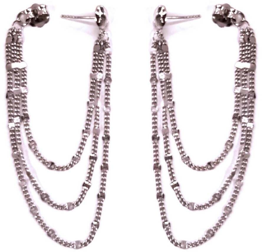 Orecchini lunghi ipoallergenici a maglie strette in Argento 925 placcati in oro Bianco Lorenzo Ungari Gioielli Art. OR 066 in Orecchini E B Gioielli - Siderno, commercioVirtuoso.it