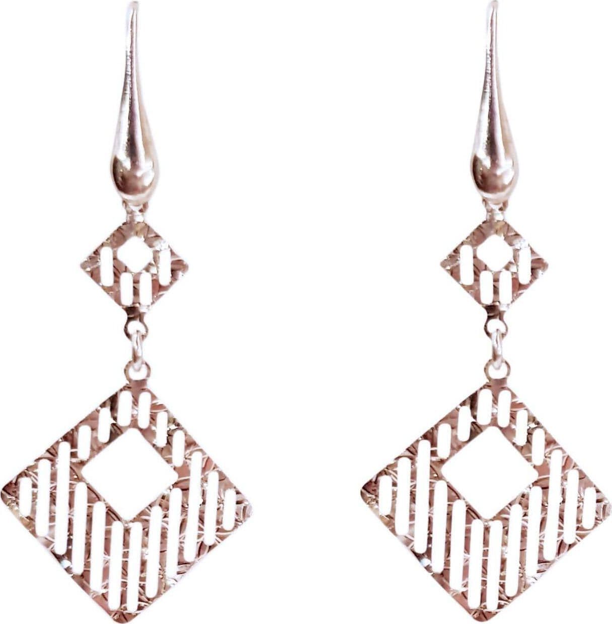 Orecchini Pendenti in Argento 925 Millesimi Rodiato in Oro Bianco Rombi Ipoallergenico in Orecchini E B Gioielli - Siderno, commercioVirtuoso.it