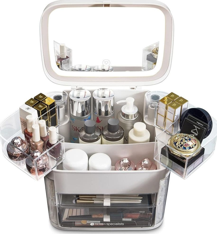ORGANIZER BEAUTY CASE PORTA TRUCCO ACCESSORI GIOIELLI CON SPECCHIO LED CASSETTI in Beauty Case da viaggio Trade Shop italia - Napoli, commercioVirtuoso.it