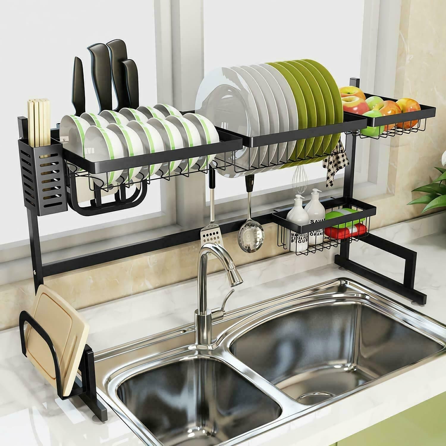 Organizer-Organizzatore-Cucina-Scolapiatti-Scaffale-Appoggio-Ripiani-920-Mm
