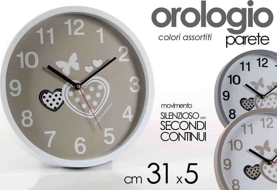 Orologio 31x5 Cm Parete Cuori Farfalle Classico Moderno Tondo Silenzioso 681288 Casa e cucina/Decorazioni per interni/Orologi/Orologi da parete Trade Shop italia - Napoli, Commerciovirtuoso.it
