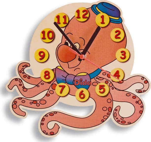 Orologio Da Parete - Polpo Da Appendere in Legno Cameretta Bambini Dida in Orologi Dida - Ragusa, commercioVirtuoso.it