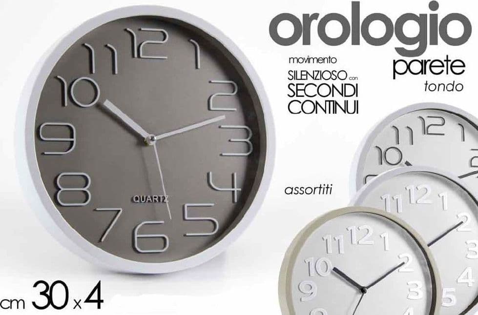 Orologio Da Parete Tondo 30x4 Cm Movimento Silenzioso Elegante Assortiti 684111 Casa e cucina/Decorazioni per interni/Orologi/Orologi da parete Trade Shop italia - Napoli, Commerciovirtuoso.it
