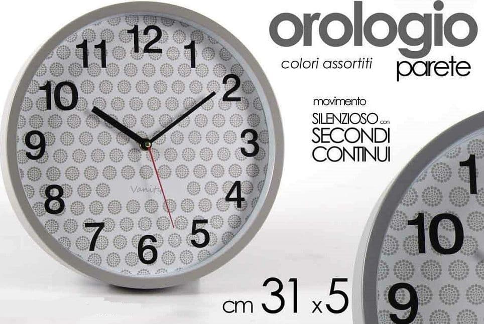 Orologio Parete Tondo 31x5cm Plastica Silenzioso Vanity Classico Moderno 681295 Casa e cucina/Decorazioni per interni/Orologi/Orologi da parete Trade Shop italia - Napoli, Commerciovirtuoso.it