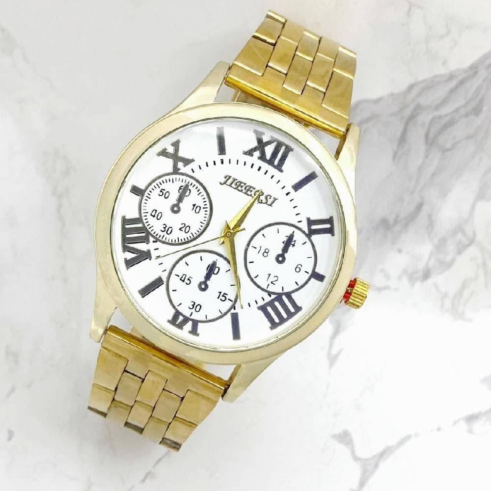 Orologio Polso Jieersi Uomo Acciaio Dorato Analogico Cronografo Quadrante Bianco Moda/Uomo/Orologi/Orologi da polso Trade Shop italia - Napoli, Commerciovirtuoso.it