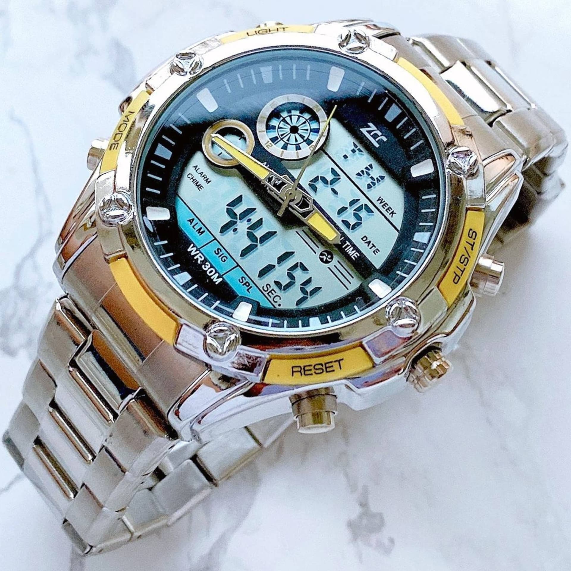 Orologio Polso Uomo Zcc Cronografo Analogico Digitale Multifunzione Silver Giallo Moda/Uomo/Orologi/Orologi da polso Trade Shop italia - Napoli, Commerciovirtuoso.it