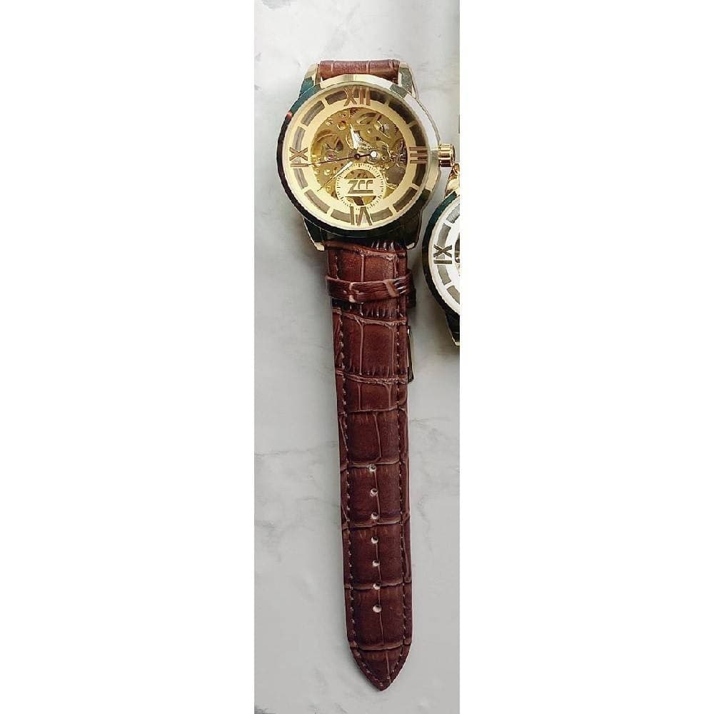 Orologio Polso Zcc Romani Uomo Automatico Cinturino Pelle Casual Marrone Dorato Abbigliamento e Accessori > Orologi e gioielli > Orologi Uomo Trade Shop italia - Napoli, Commerciovirtuoso.it
