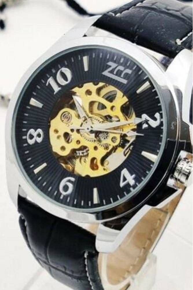 Orologio Polso Zcc Uomo Analogico Automatico Cinturino Pelle Casual Nero Silver Moda/Uomo/Orologi/Orologi da polso Trade Shop italia - Napoli, Commerciovirtuoso.it