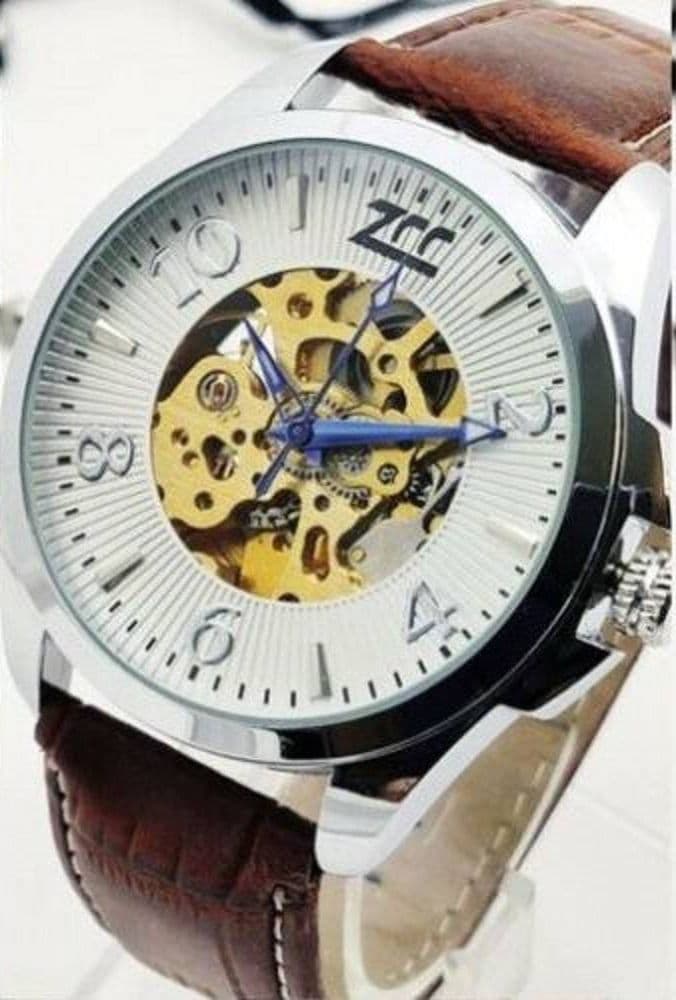 Orologio Polso Zcc Uomo Automatico Cinturino Pelle Casual Marrone Silver Bianco Abbigliamento e Accessori > Orologi e gioielli > Orologi Uomo Trade Shop italia - Napoli, Commerciovirtuoso.it
