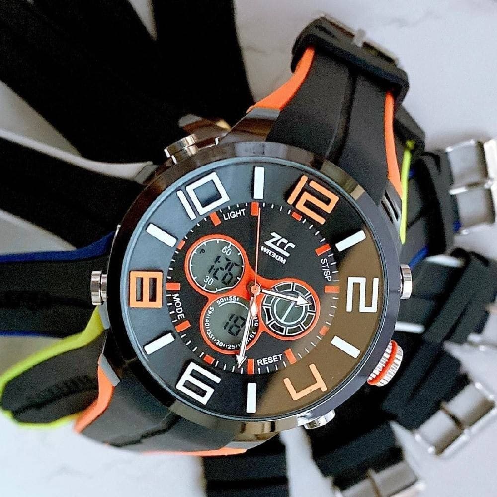 Orologio Polso Zcc Uomo Dual Time Analogico Digitale Sport Sveglia Arancio Nero Moda/Uomo/Orologi/Orologi da polso Trade Shop italia - Napoli, Commerciovirtuoso.it