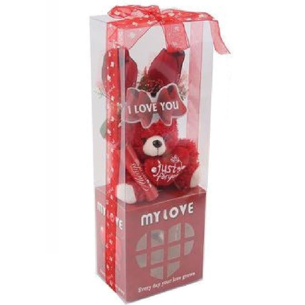 Orsetto Peluche Con Cuore Fiori Confezione Regalo San Valentino 10x7.5x30cm 63302 Giochi e giocattoli/Peluche/Animali di peluche Trade Shop italia - Napoli, Commerciovirtuoso.it