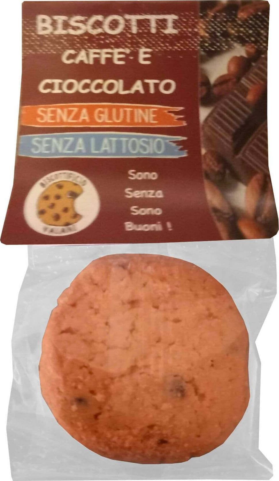 Pacchetto di 3 biscotti senza glutine e senza lattosio di 35g caffè e cioccolato ( biscottificio artigianale vaiaani).
