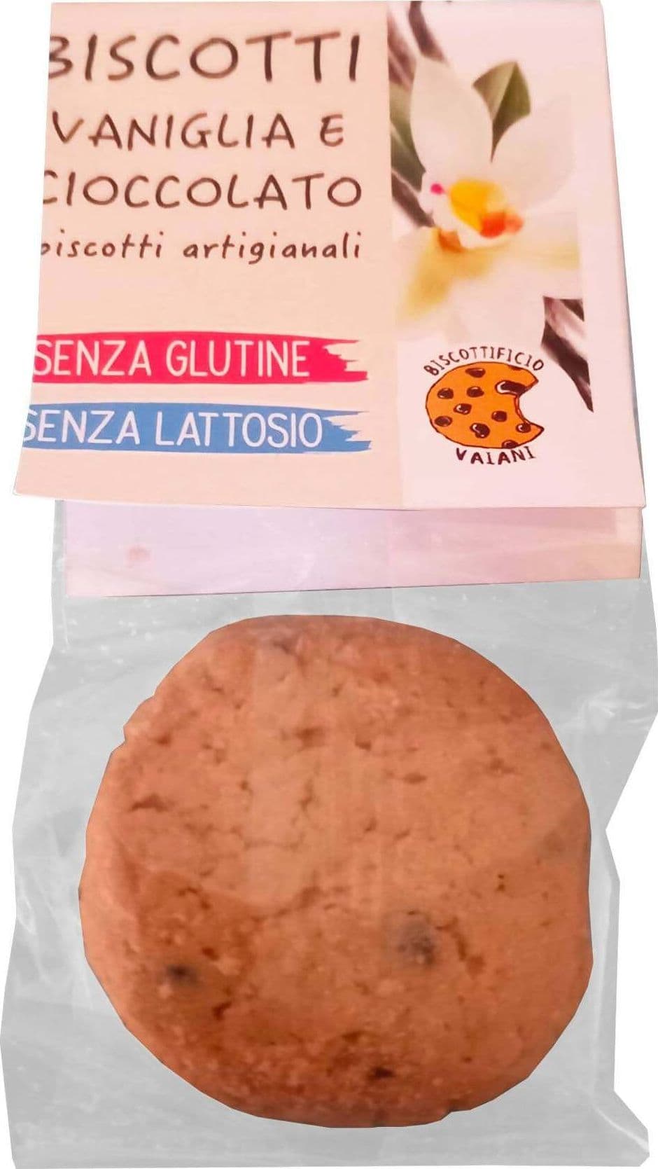 Pacchetto di 3 biscotti senza glutine e senza lattosio di 35g vaniglia e cioccolato ( biscottificio artigianale vaiaani). con vera vaniglia.8