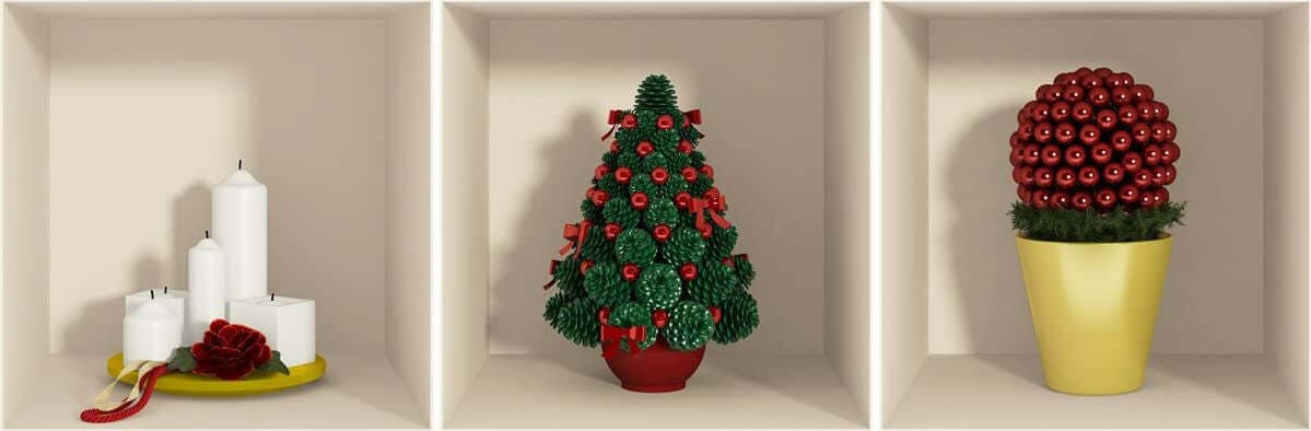 Pack 3 Sticker Effetto 3D Riutilizzabile Per Albero Di Natale Multicolore 30 x 30 cm Casa e cucina/Decorazioni per interni/Accessori decorativi/Sticker decorativi/Adesivi e murali da parete/Adesivi da parete Scontolo.net - Potenza, Commerciovirtuoso.it
